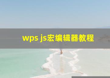 wps js宏编辑器教程